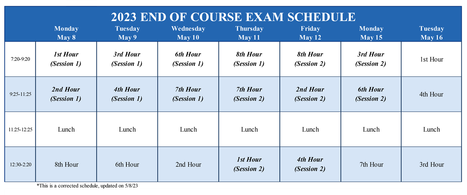 EOC Schedule